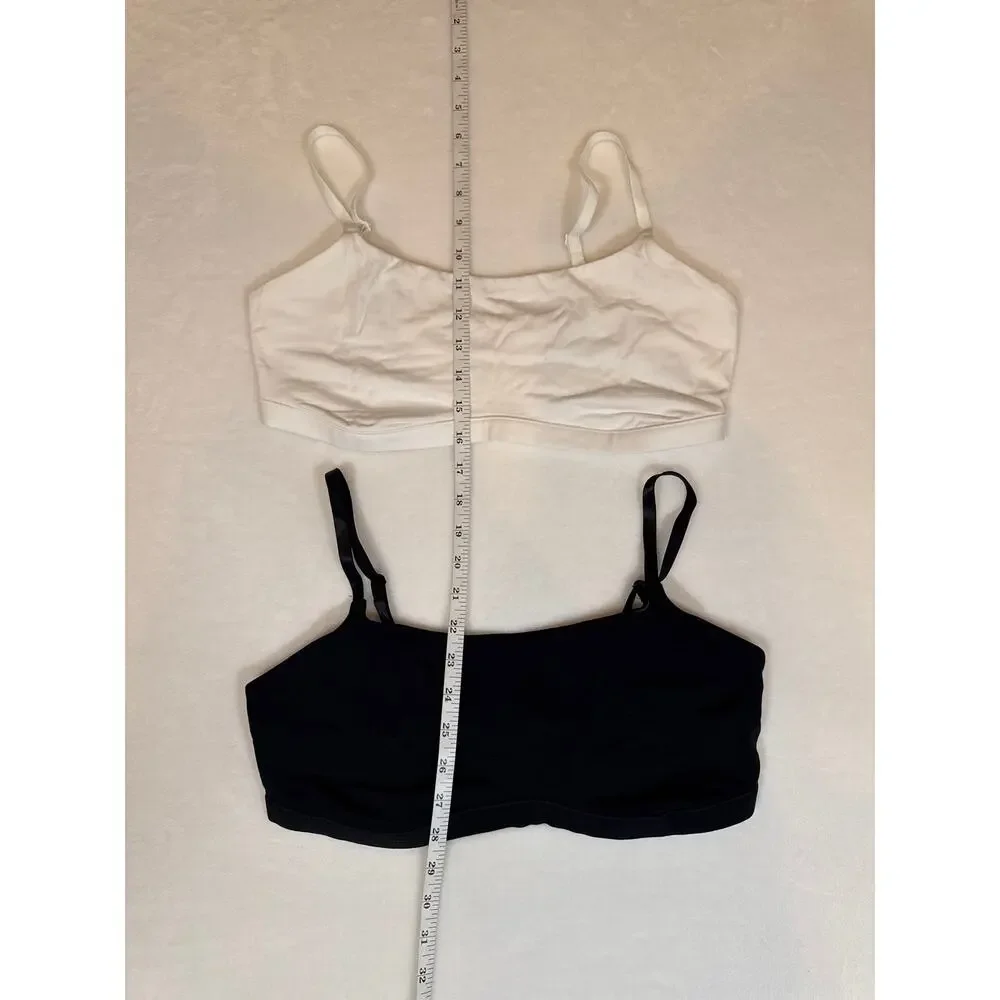 NWT Quince Organic Cotton Bralette 2 Pack in Black & White Size XL